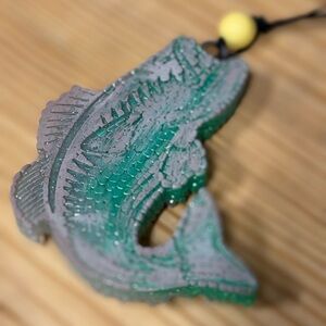 Green and Gray Fish Car Freshie (Caramel Coffee Whip)